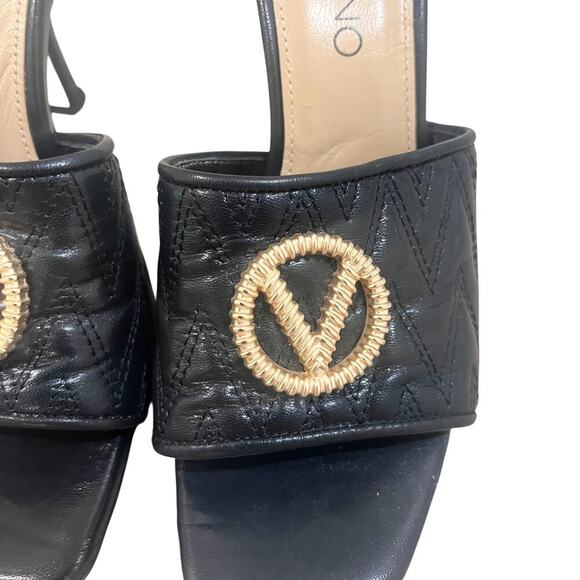 Valentino by Mario Valentino Venere Quilted Leather Sandals Size 7 Black - Picture 6 of 10